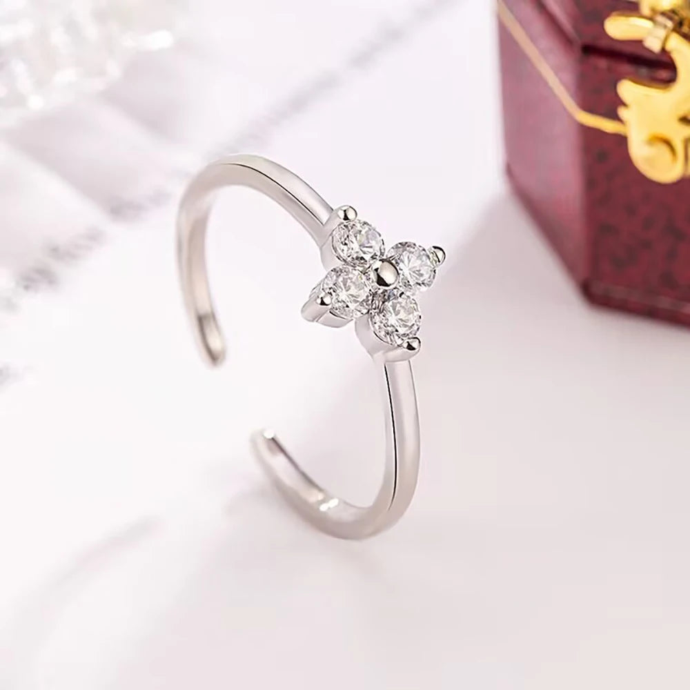 Cubic Zircon Flower Rings