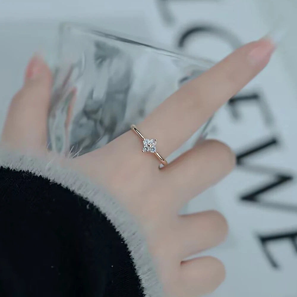 Cubic Zircon Flower Rings