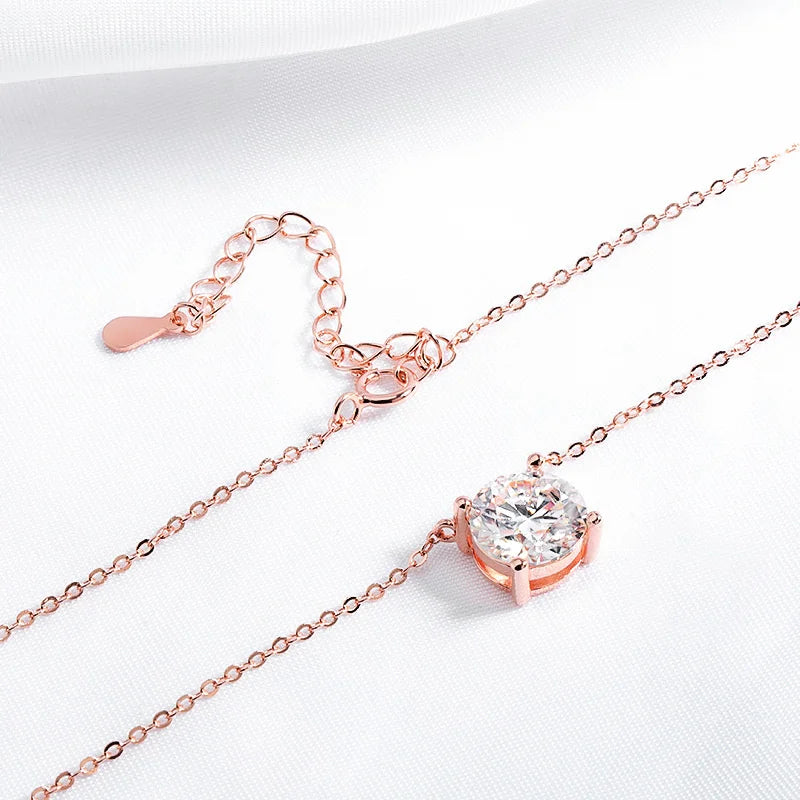 Rose Gold Color Moissanite Necklace Silver 925