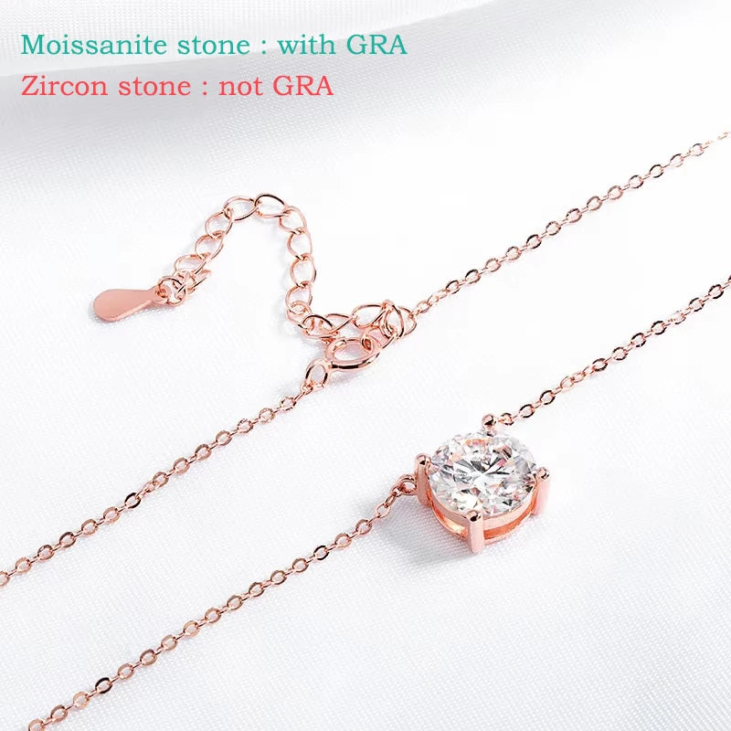 Rose Gold Color Moissanite Necklace Silver 925