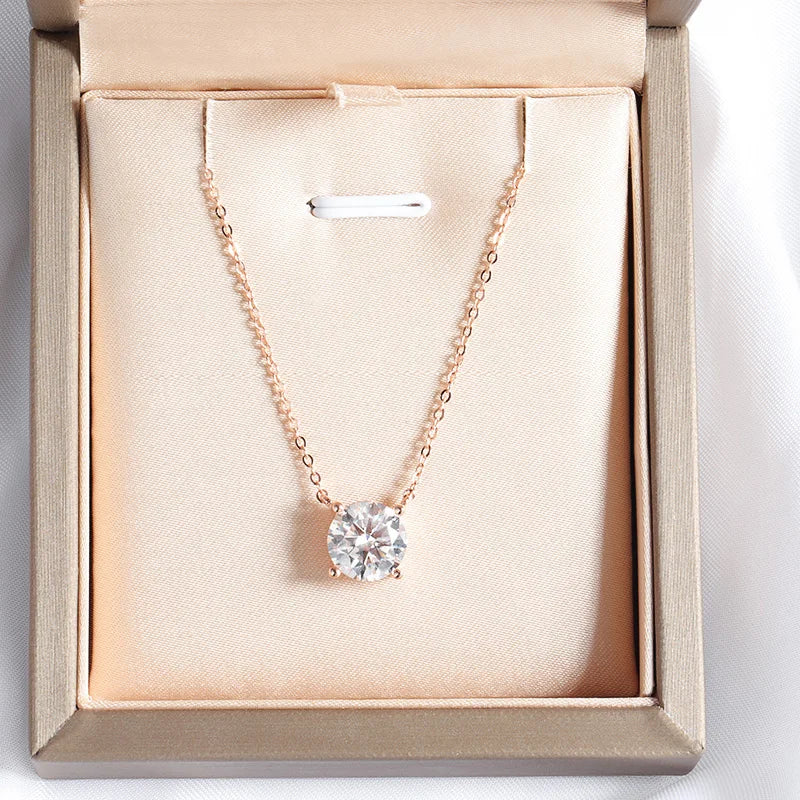 Rose Gold Color Moissanite Necklace Silver 925