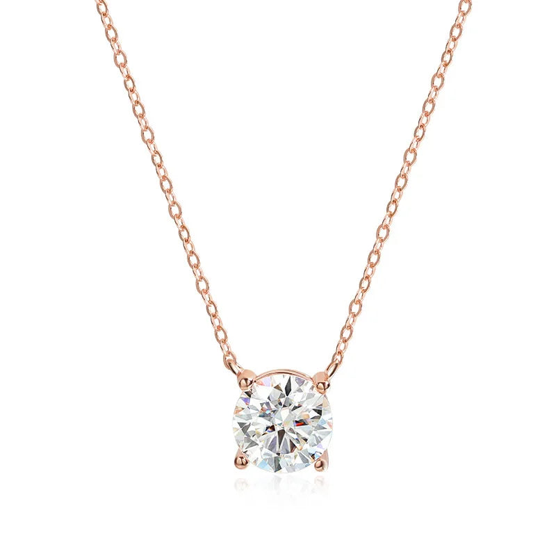 Rose Gold Color Moissanite Necklace Silver 925