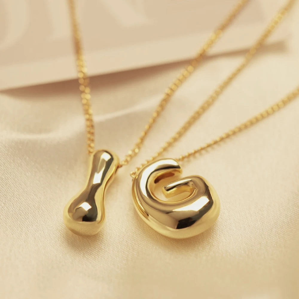 Bubble Letter Pendant Necklaces
