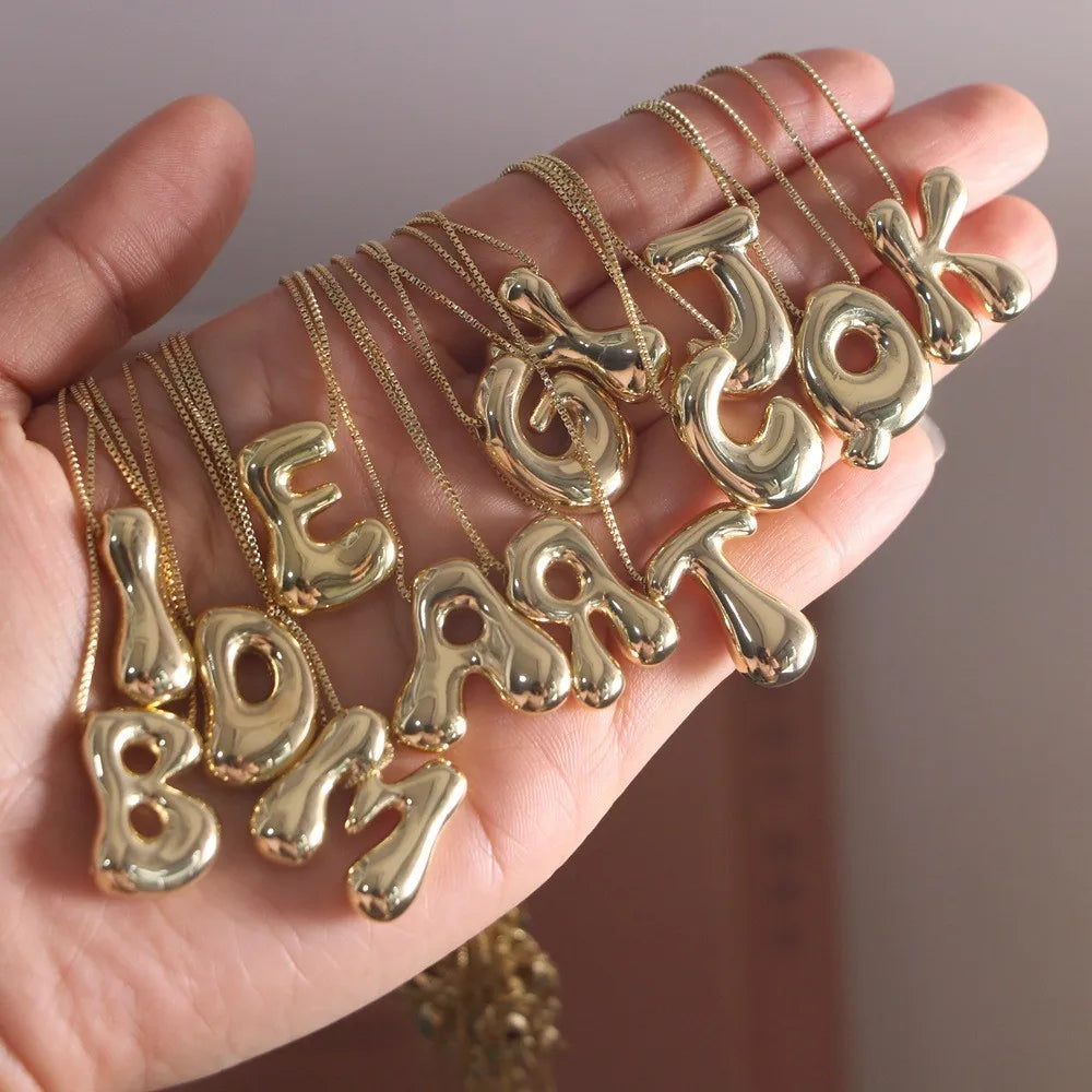 Bubble Letter Pendant Necklaces