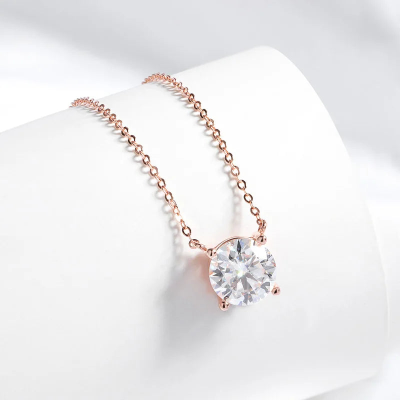 Rose Gold Color Moissanite Necklace Silver 925