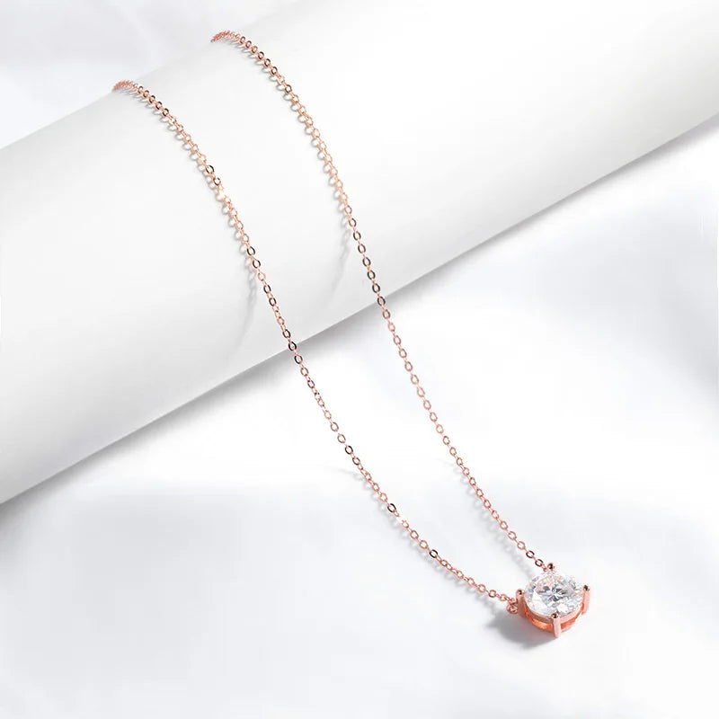 Rose Gold Color Moissanite Necklace Silver 925