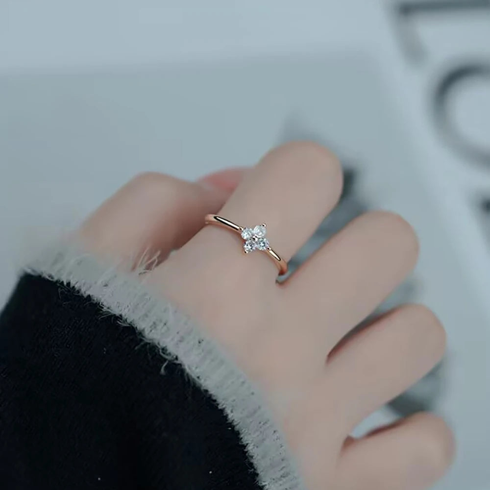 Cubic Zircon Flower Rings