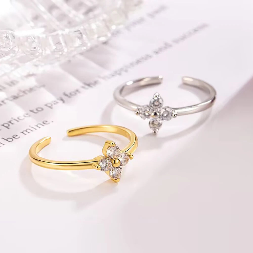 Cubic Zircon Flower Rings