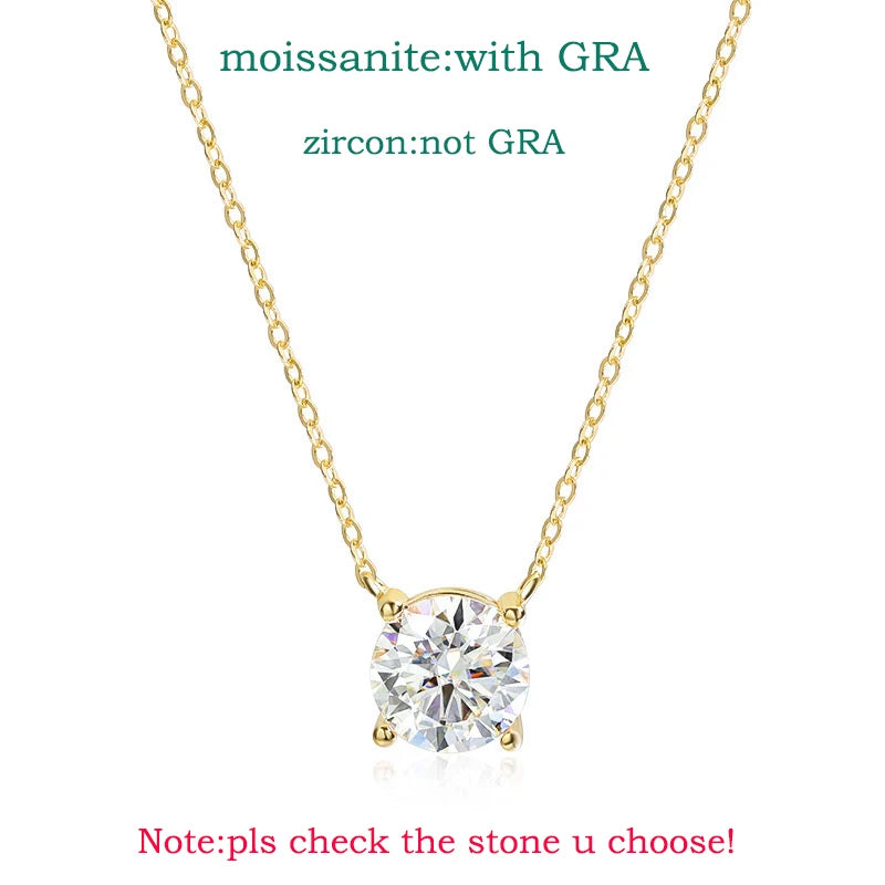 Rose Gold Color Moissanite Necklace Silver 925