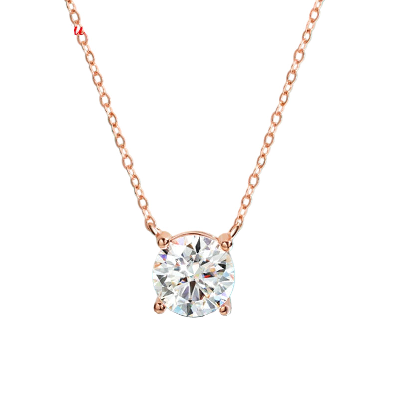 Rose Gold Color Moissanite Necklace Silver 925