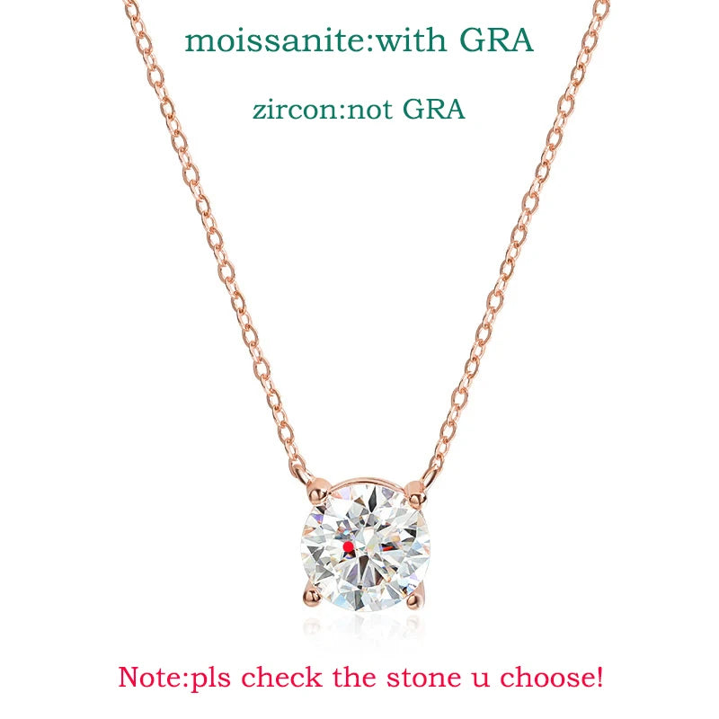 Rose Gold Color Moissanite Necklace Silver 925