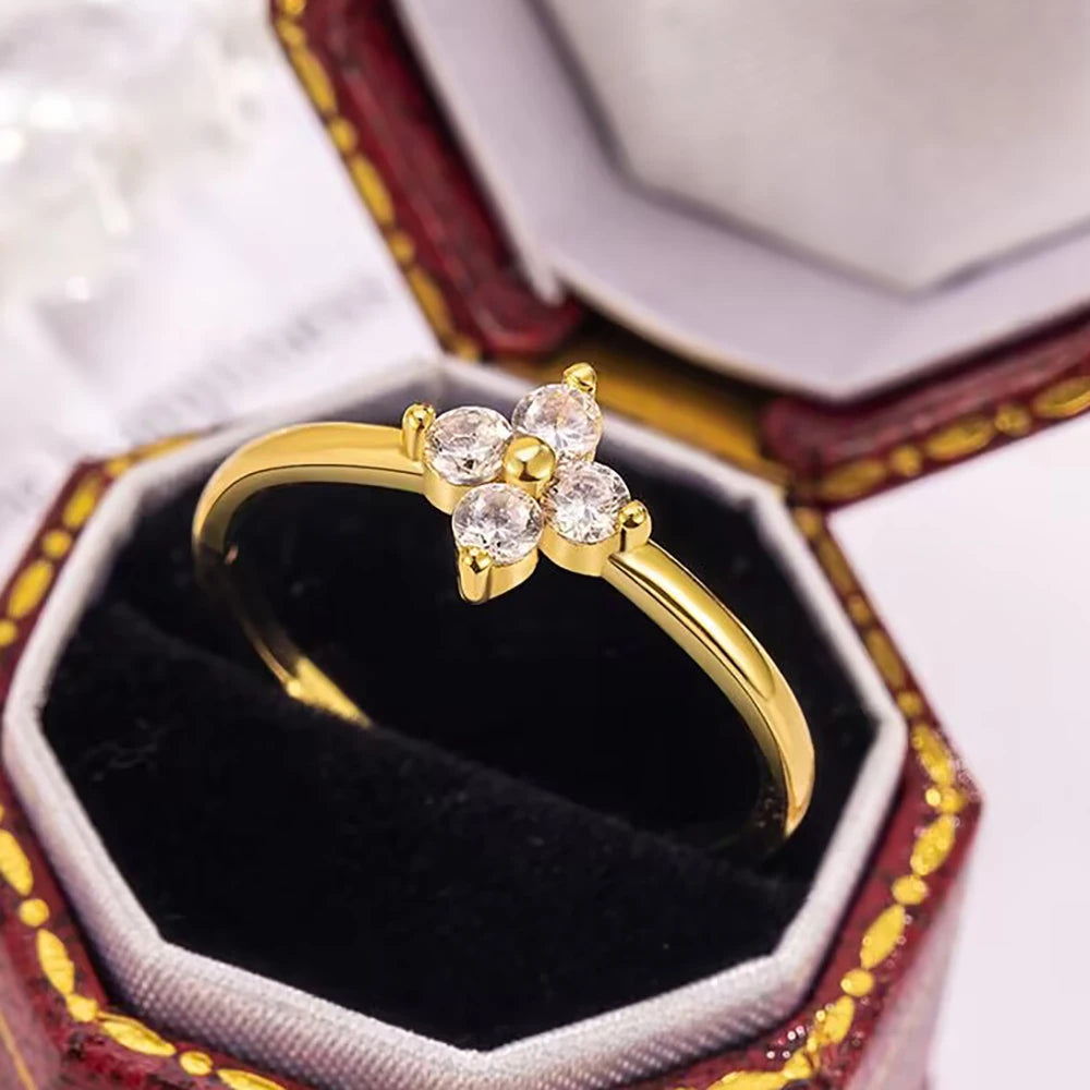 Cubic Zircon Flower Rings