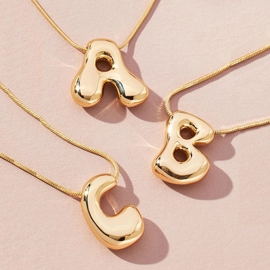 Bubble Letter Pendant Necklaces