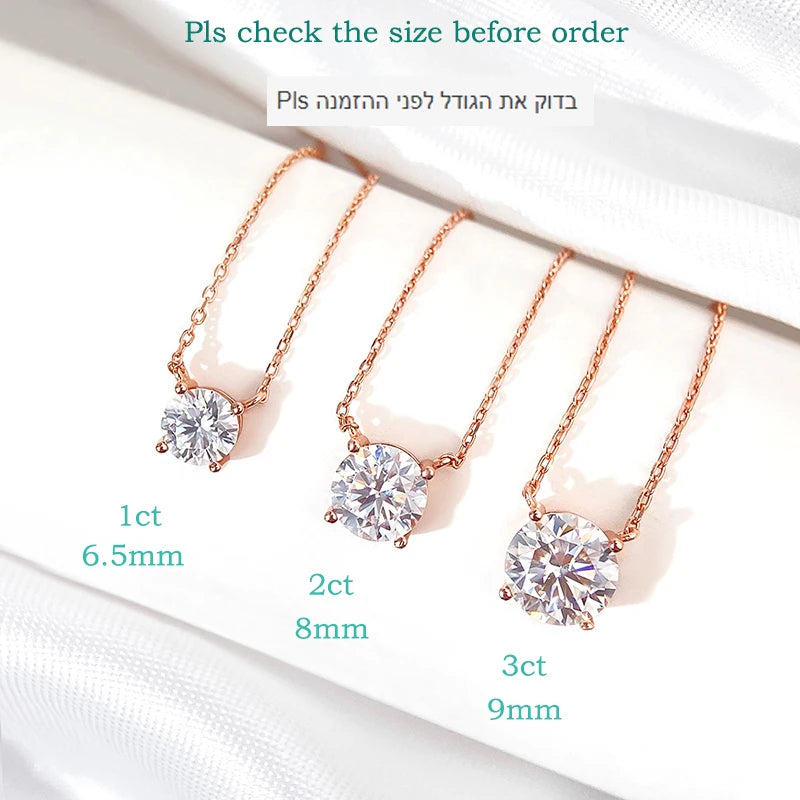 Rose Gold Color Moissanite Necklace Silver 925