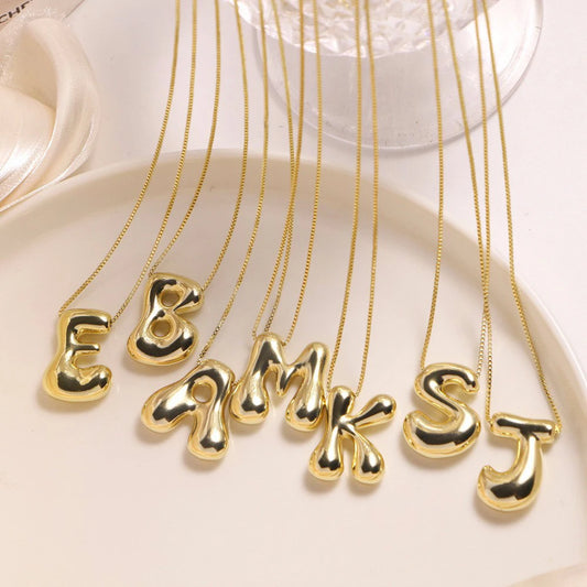 Bubble Letter Pendant Necklaces