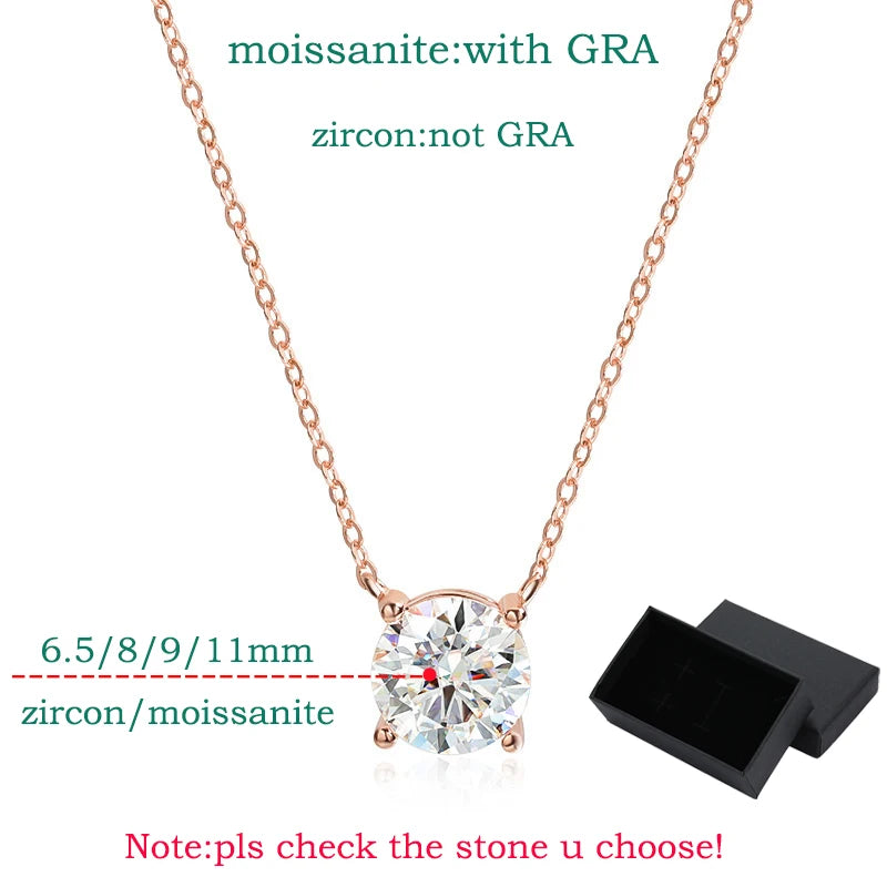 Rose Gold Color Moissanite Necklace Silver 925