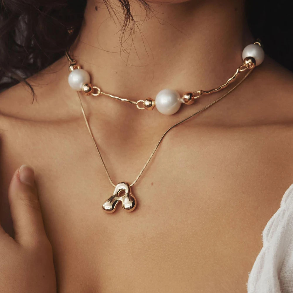 Bubble Letter Pendant Necklaces